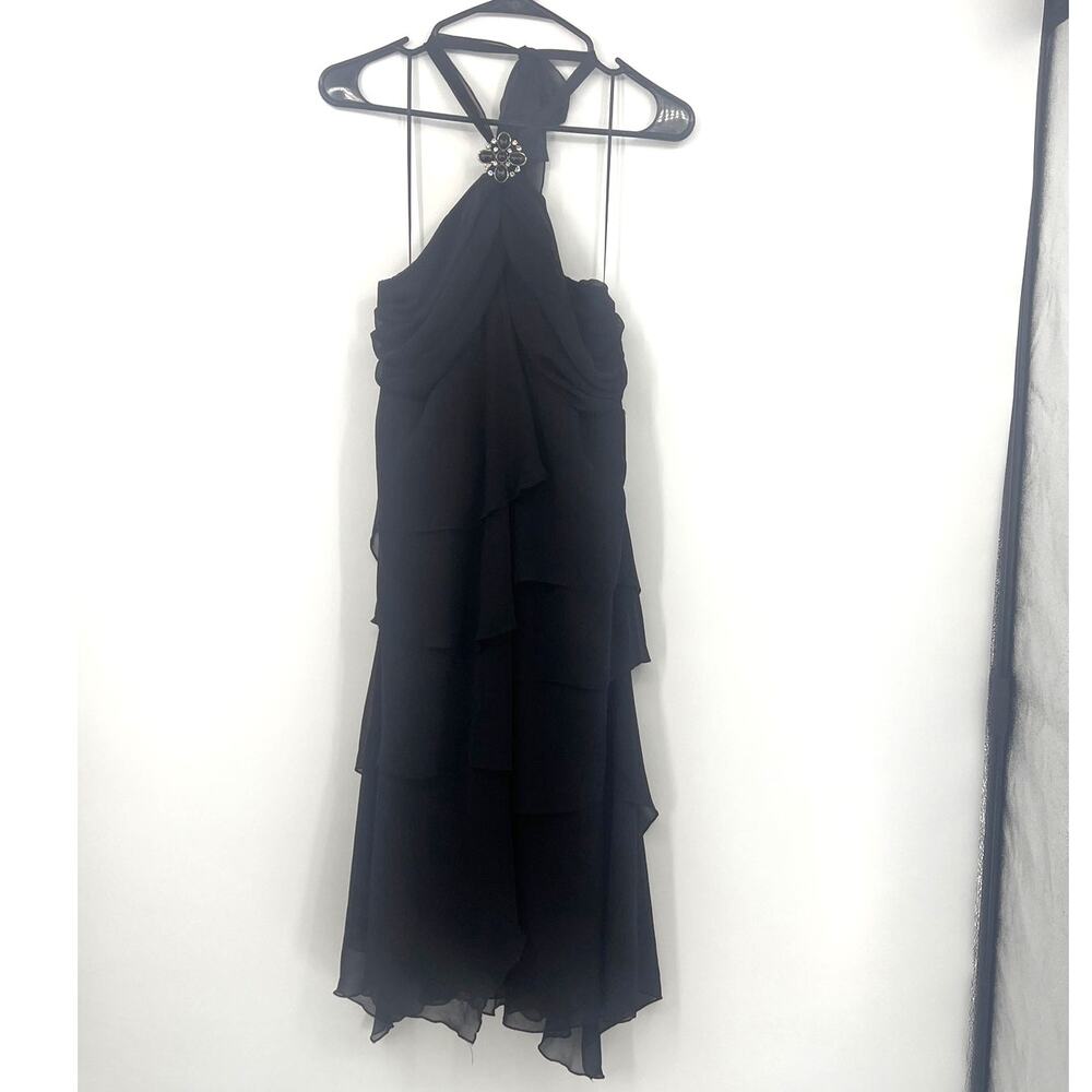 NWT Woman's 22W plus size BLACK HALTER Maxi Layers boho Whimsigoth gala party